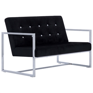 Bowery Hill Contemporary Polyester Medium Loveseat in Black Polyester