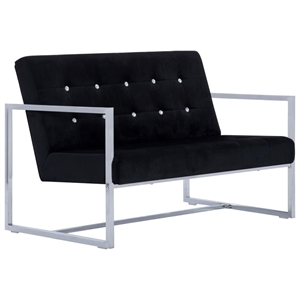 Bowery Hill Contemporary Standard Durable Loveseat in Black Velvet