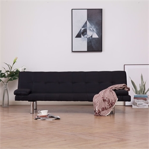 Bowery Hill Contemporary Wooden Frame Sofa Bed in Black Finish