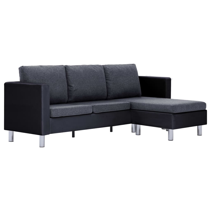 Bowery Hill Contemporary Sofa in Black And Dark Gray Cushions