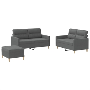 Bowery Hill Contemporary Metal Sofa Set in Dark Grey Polyester Fabric