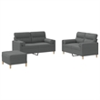Bowery Hill Large Metal Sofa Set in Dark Grey Polyester Fabric