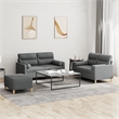 Bowery Hill Large Metal Sofa Set in Dark Grey Polyester Fabric