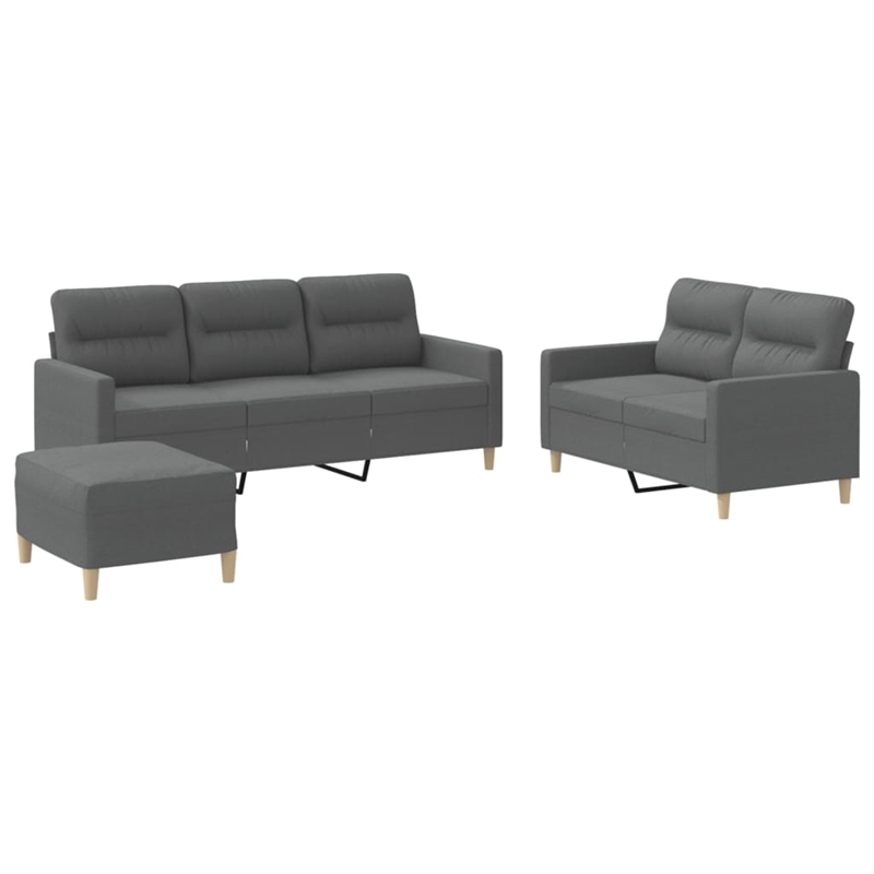 Bowery Hill Contemporary Metal Sofa Set in Dark Grey Polyester Fabric