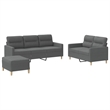 Bowery Hill Contemporary Metal Sofa Set in Dark Grey Polyester Fabric