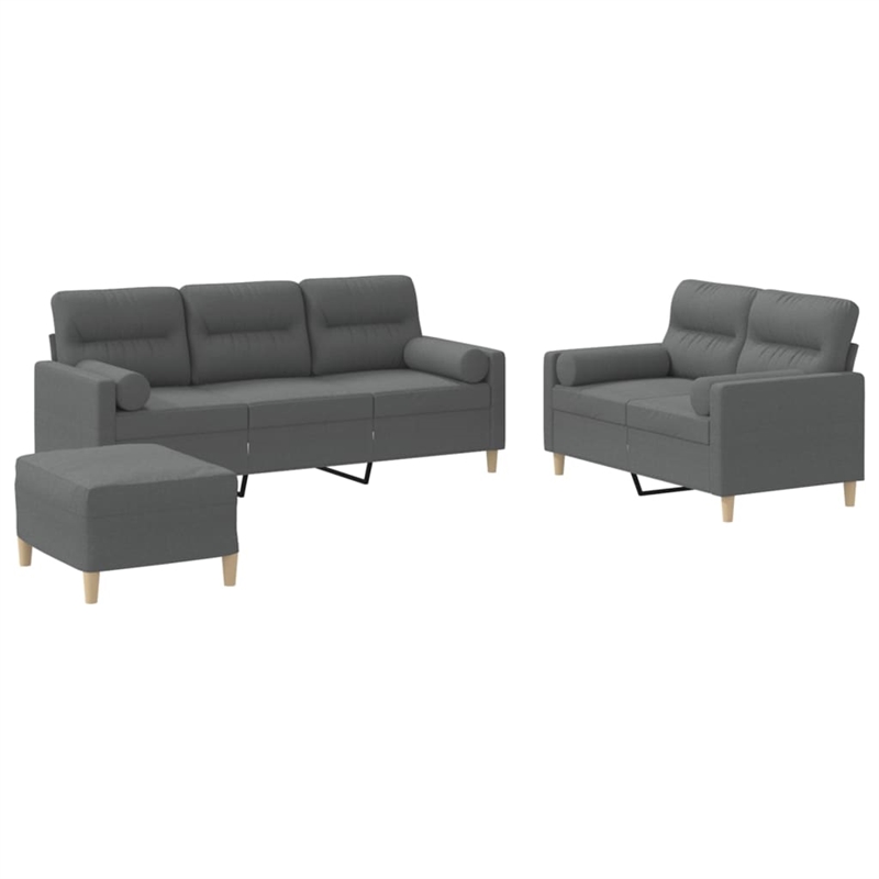 Bowery Hill Contemporary Metal Sofa Set in Dark Grey Fabric Polyester