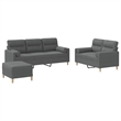 Bowery Hill Contemporary Metal Sofa Set in Dark Grey Fabric Polyester