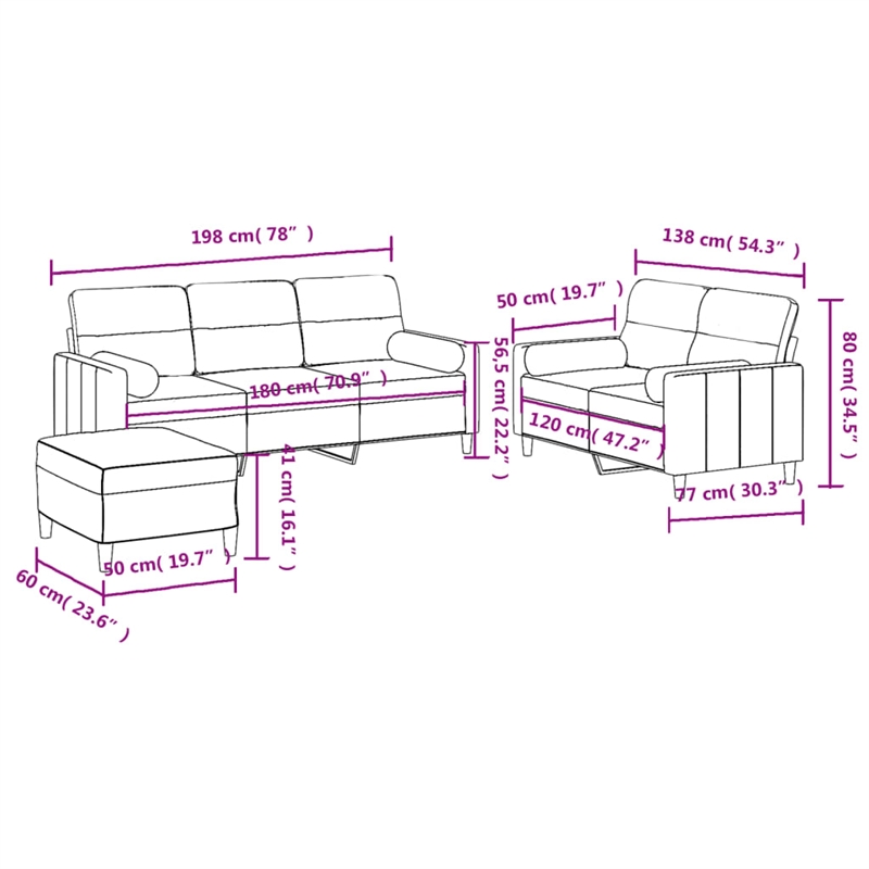 Bowery Hill Contemporary Metal Sofa Set in Dark Grey Fabric Polyester
