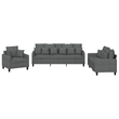 Bowery Hill Contemporary Polyester 3 Piece Sofa Set in Dark Gray