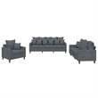 Bowery Hill Contemporary Metal Sofa Set in Dark Grey Polyester