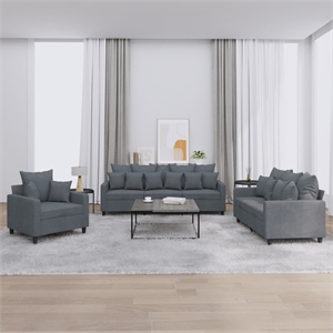 Bowery Hill Contemporary Metal Sofa Set in Dark Grey Polyester