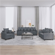 Bowery Hill Contemporary Metal Sofa Set in Dark Grey Polyester