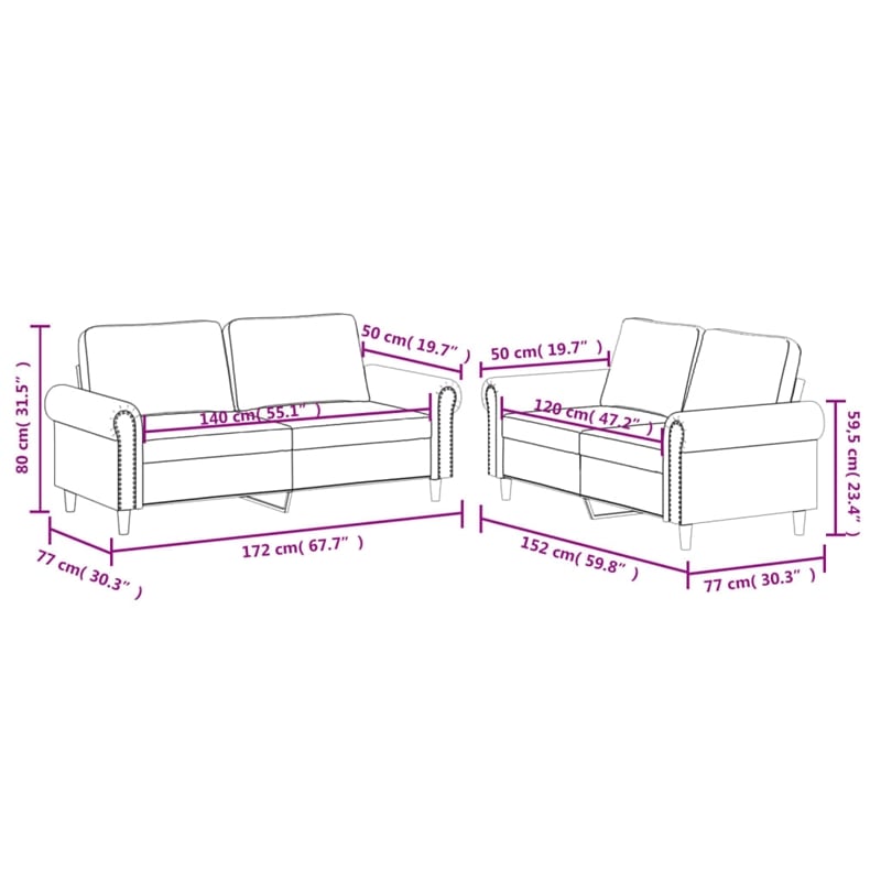 Bowery Hill Contemporary Faux Leather Sofa Set in Black Finish