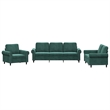 Bowery Hill Contemporary Metal Sofa Set in Dark Green Polyester Velvet
