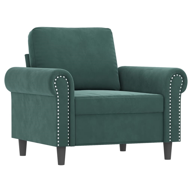 Bowery Hill Contemporary Metal Sofa Set in Dark Green Polyester Velvet