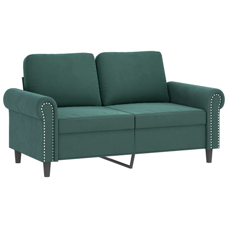 Bowery Hill Contemporary Metal Sofa Set in Dark Green Polyester Velvet