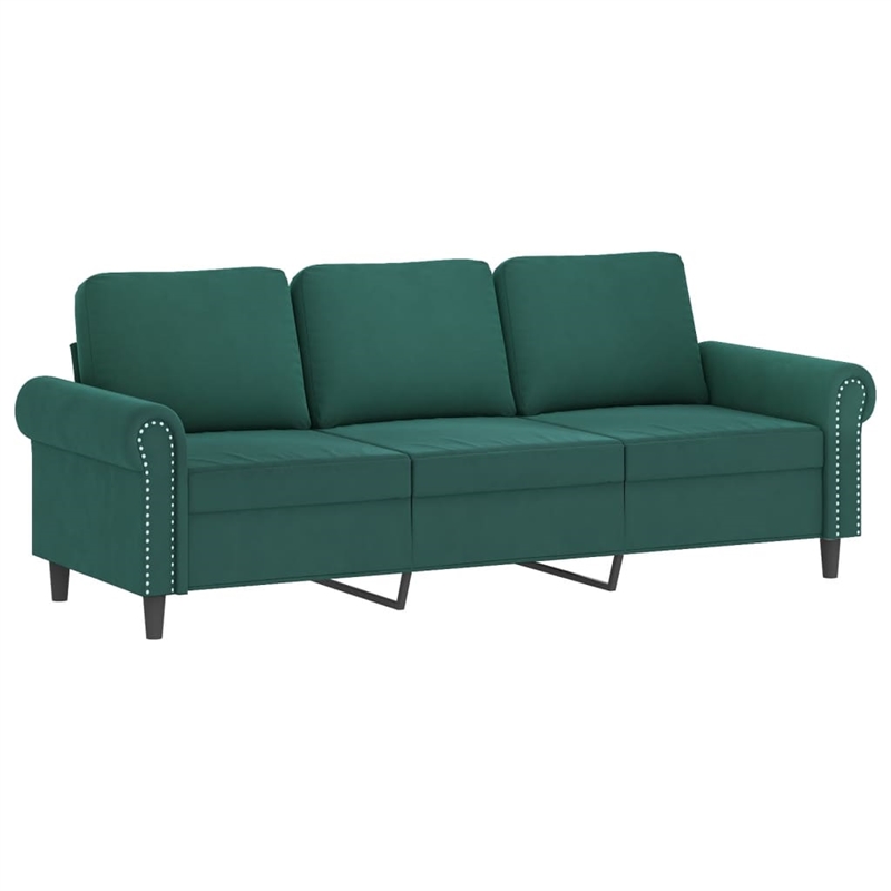 Bowery Hill Contemporary Metal Sofa Set in Dark Green Polyester Velvet