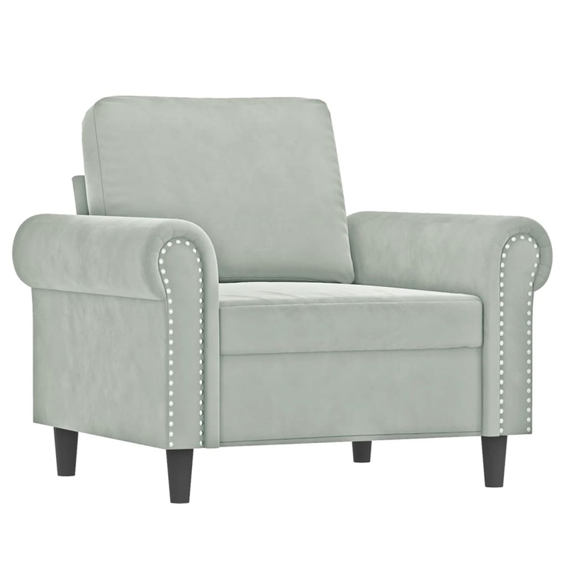 Bowery Hill Large Metal Sofa Set in Light Gray Polyester Velvet