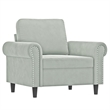 Bowery Hill Large Metal Sofa Set in Light Gray Polyester Velvet