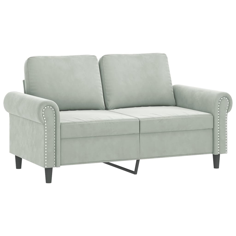 Bowery Hill Large Metal Sofa Set in Light Gray Polyester Velvet