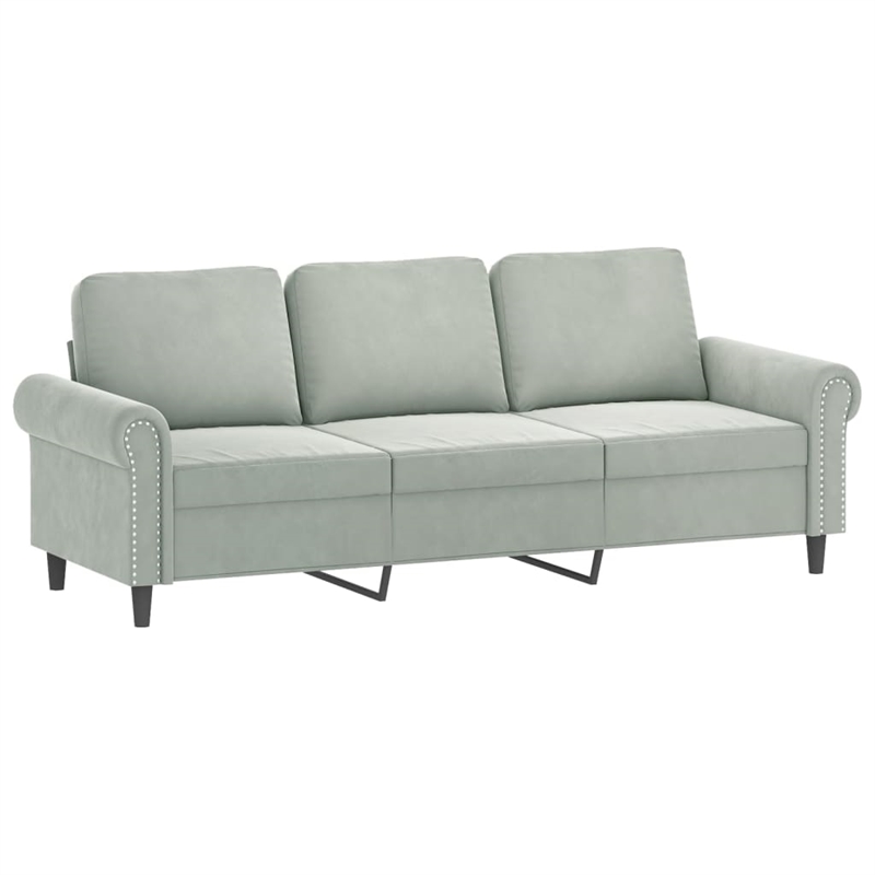 Bowery Hill Large Metal Sofa Set in Light Gray Polyester Velvet