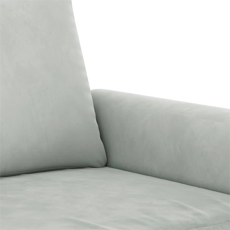 Bowery Hill Large Metal Sofa Set in Light Gray Polyester Velvet
