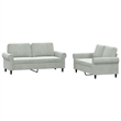 Bowery Hill Contemporary 2 Piece Sofa Set in Light Gray Velvet