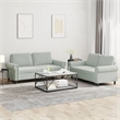 Bowery Hill Contemporary 2 Piece Sofa Set in Light Gray Velvet