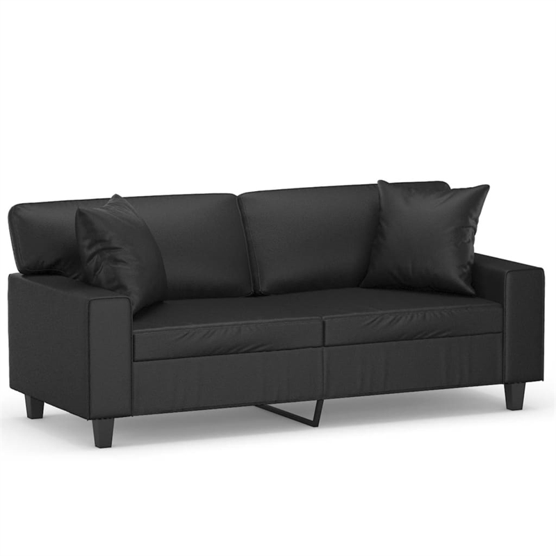 Bowery Hill Contemporary Faux Leather 2-Seater Sofa in Black