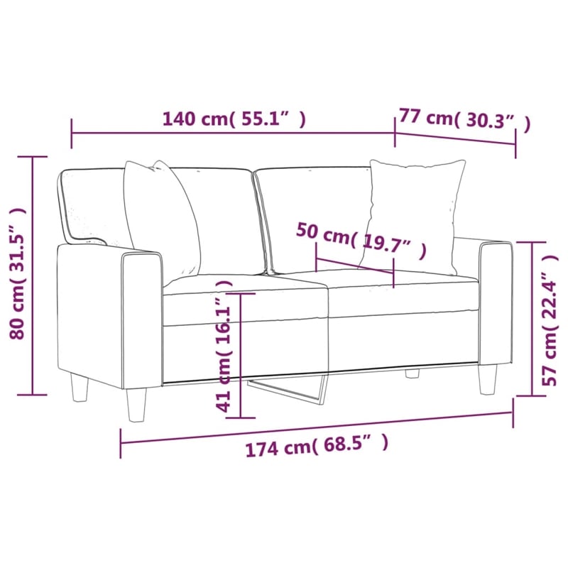 Bowery Hill Contemporary Faux Leather 2-Seater Sofa in Black