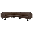 Bowery Hill Contemporary Polyester Large Modular Sofa in Brown