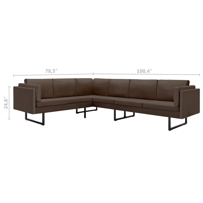 Bowery Hill Contemporary Polyester Large Modular Sofa in Brown