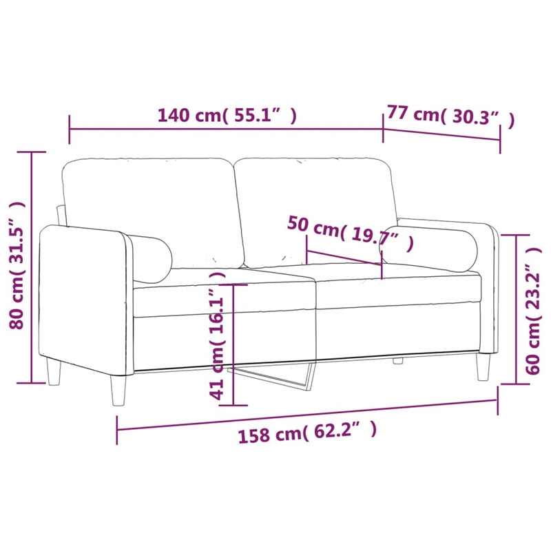 Bowery Hill Contemporary 2-Seater Sofa in Light Grey Polyester