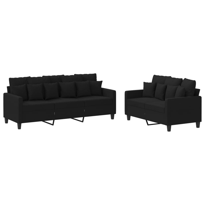 Bowery Hill Contemporary Metal Sofa Set in Black Finish Polyester