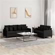 Bowery Hill Contemporary Metal Sofa Set in Black Finish Polyester