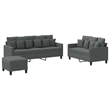 Bowery Hill Contemporary Metal Sofa Set in Dark Grey Polyester Fabric