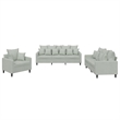 Bowery Hill Contemporary 3Piece Sofa Set in Light Gray Velvet