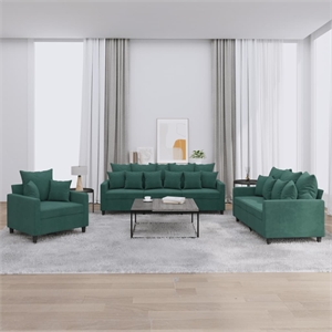 Bowery Hill Contemporary Medium Metal Sofa Set in Dark Green Velvet