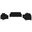 Bowery Hill Contemporary Metal Sofa Set in Black Finish Polyester