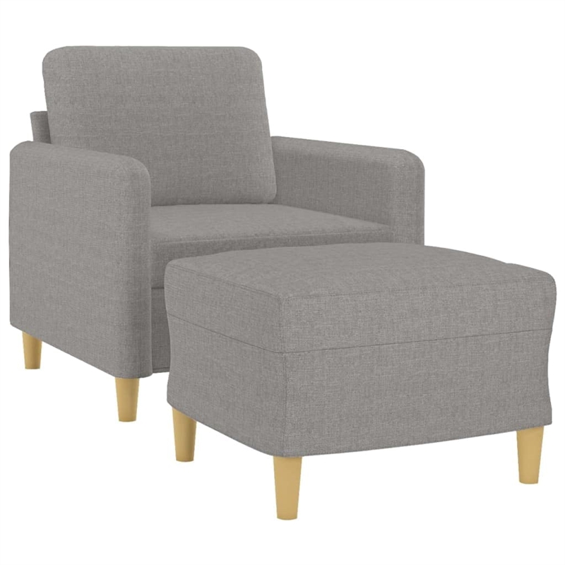 Bowery Hill Single Sofa Chair with Footstool in Light Grey Polyester
