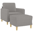 Bowery Hill Single Sofa Chair with Footstool in Light Grey Polyester