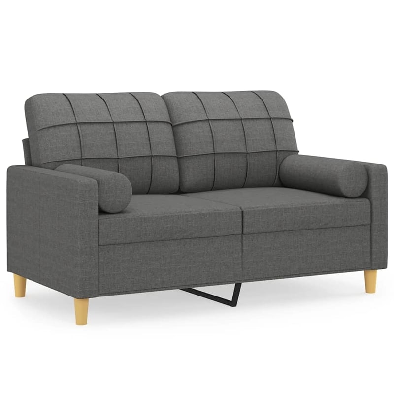 Bowery Hill Contemporary 2-Seater Sofa in Dark Grey Fabric Polyester
