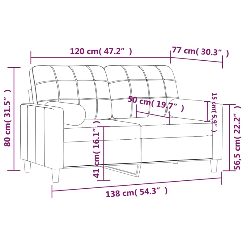 Bowery Hill Contemporary 2-Seater Sofa in Dark Grey Fabric Polyester