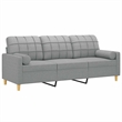 Bowery Hill Contemporary Metal 3-Seater Sofa in Light Grey Polyester