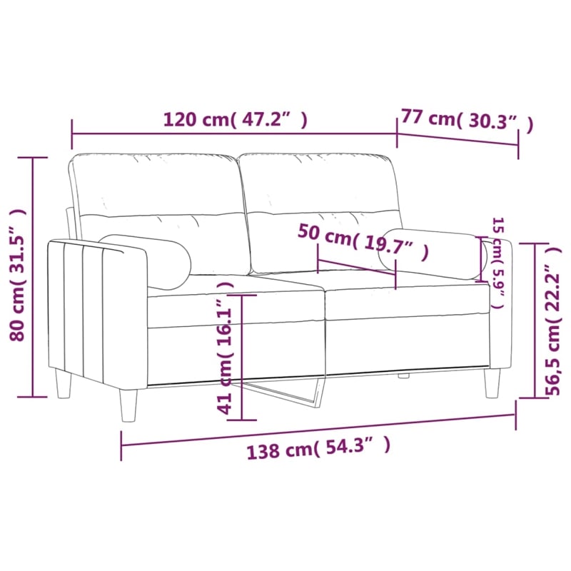 Bowery Hill Contemporary Metal 2-Seater Sofa in Dark Grey Polyester
