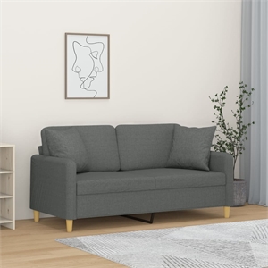 Bowery Hill Contemporary Metal 2-Seater Sofa in Dark Gray Fabric