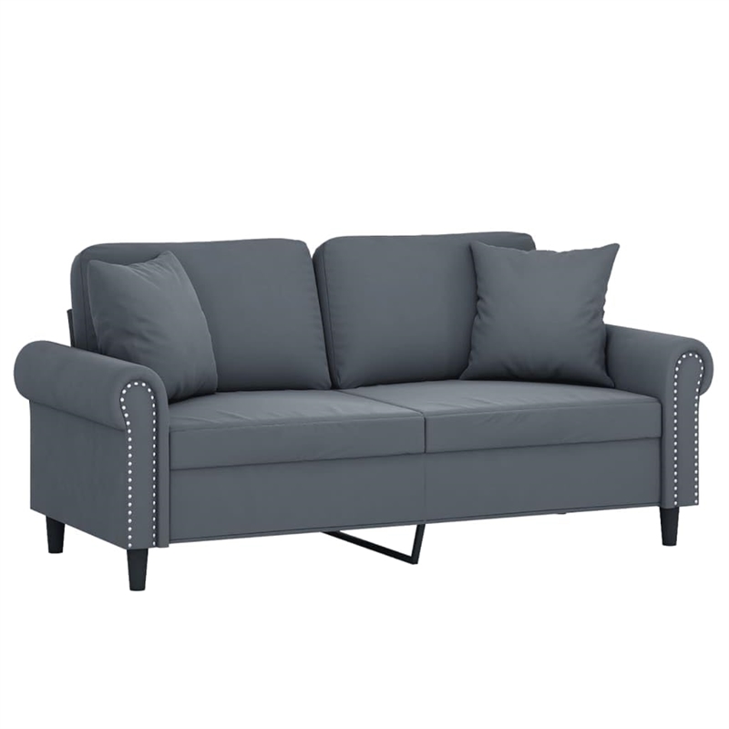 Bowery Hill Metal 2-Seater Sofa in Dark Grey Polyester Velvet