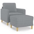 Bowery Hill Contemporary Single Sofa Chair with Footstool in Light Grey
