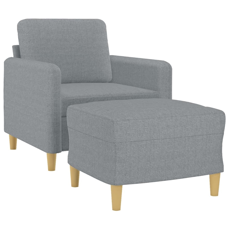 Bowery Hill Contemporary Single Sofa Chair with Footstool in Light Grey