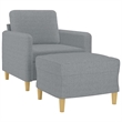 Bowery Hill Contemporary Single Sofa Chair with Footstool in Light Grey
